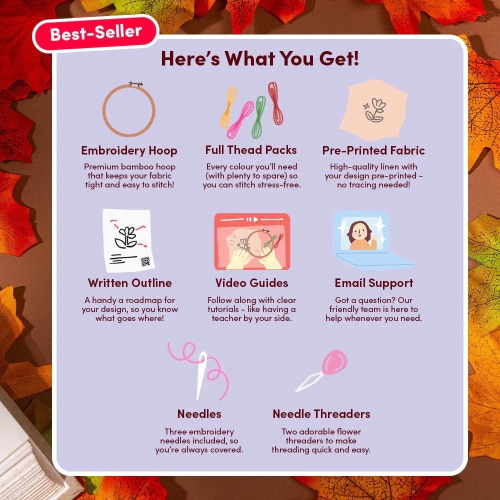 CAT IN THE PATCH - Embroidery Kit - Image 3
