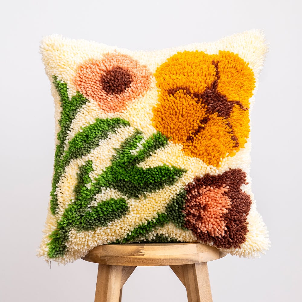 Earthy Wild Blooms - Latch Hook Cushion Kit