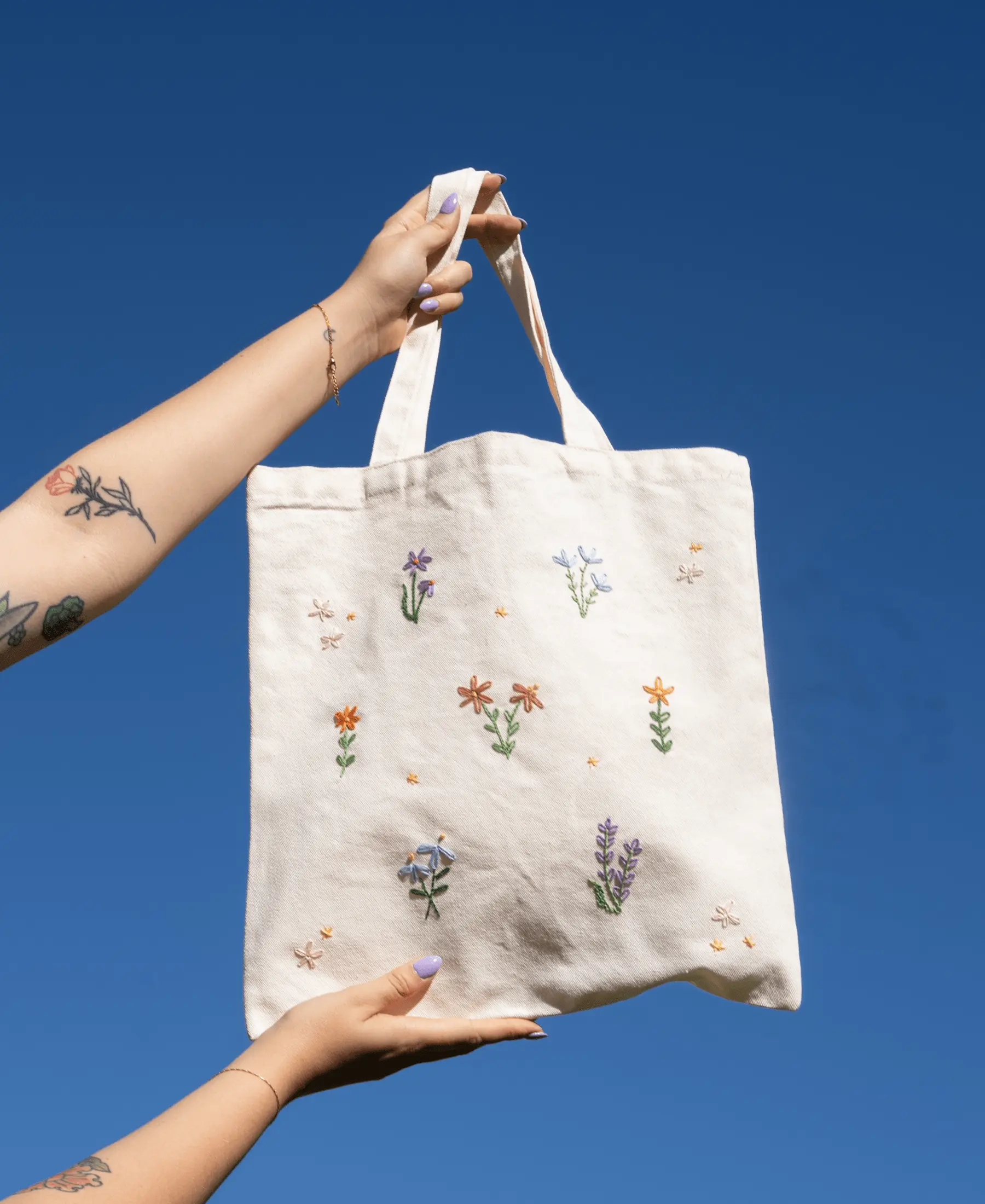 FLOWER FIELD - Embroidered Tote Bag Kit - Image 4