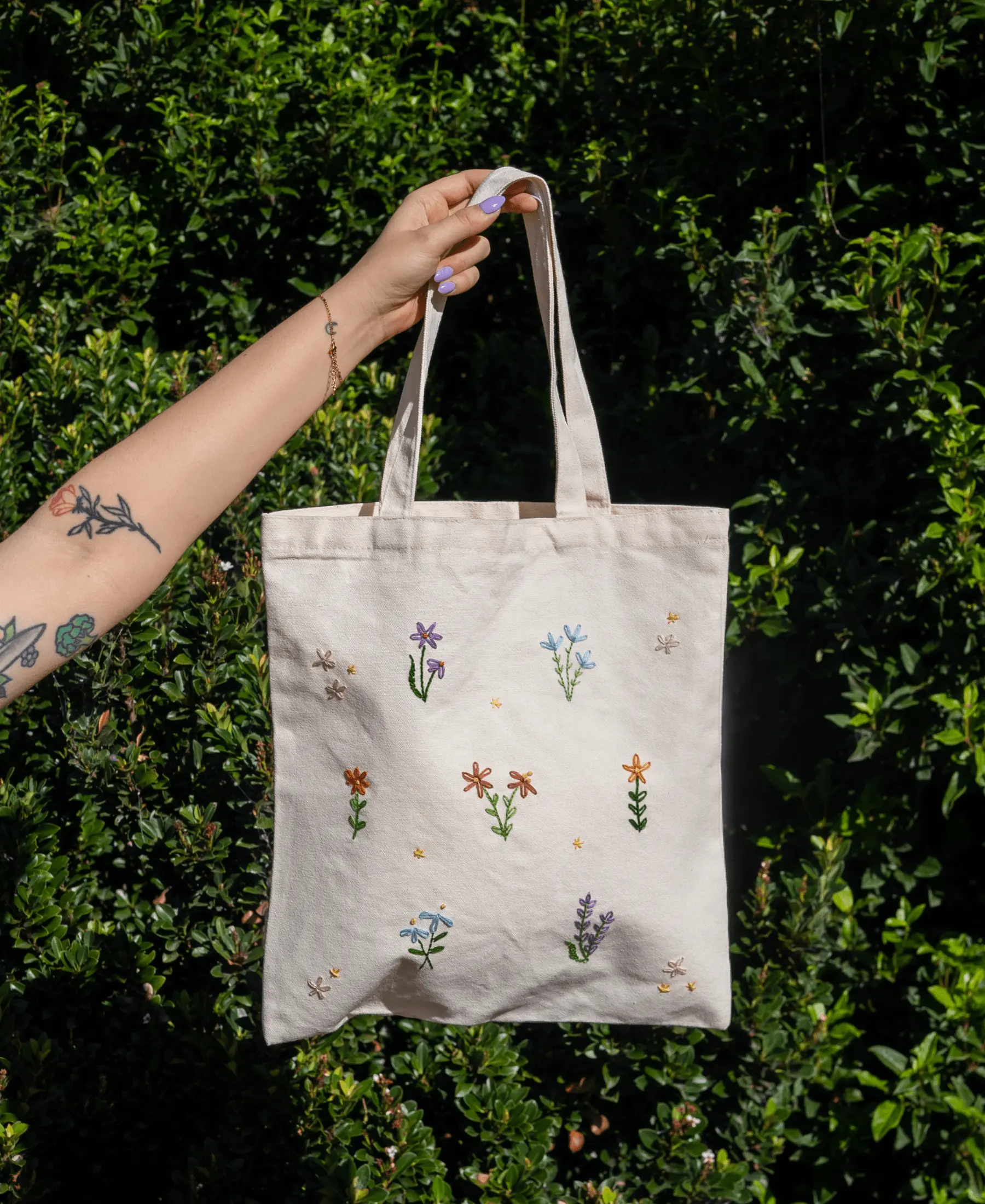 FLOWER FIELD - Embroidered Tote Bag Kit - Image 5